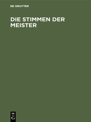 cover image of Die Stimmen der Meister